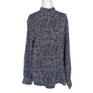 Black and White Mock Turtleneck Blouse Medium